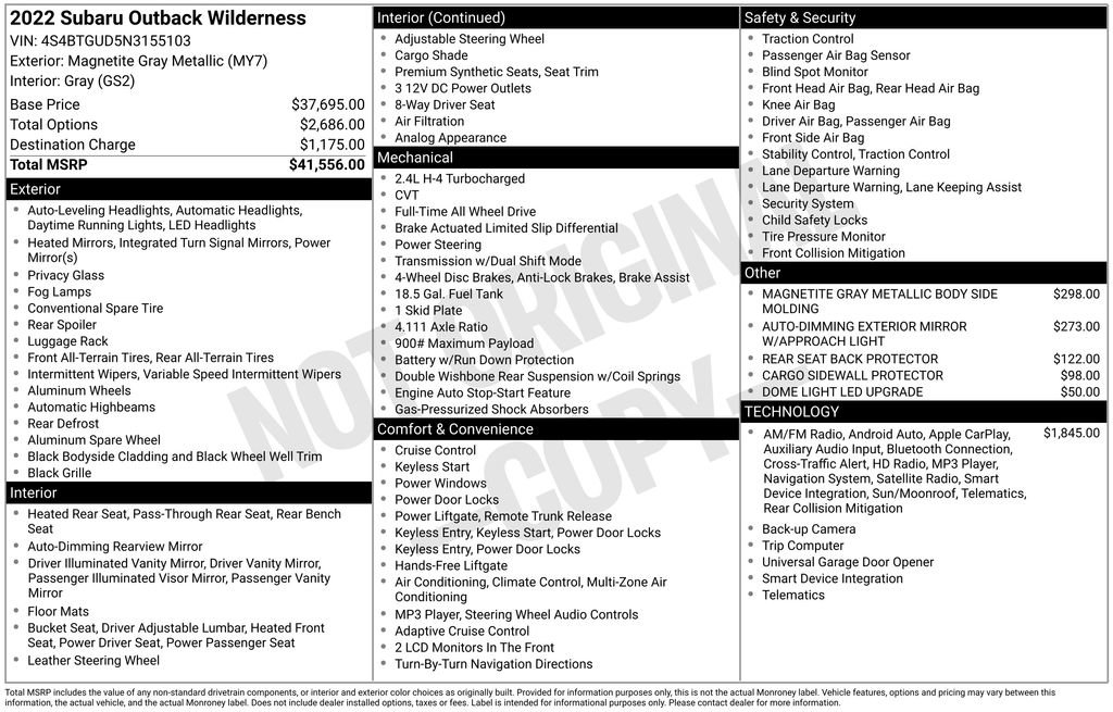 Used 2022 Subaru Outback Wilderness AWD/4WD image 44