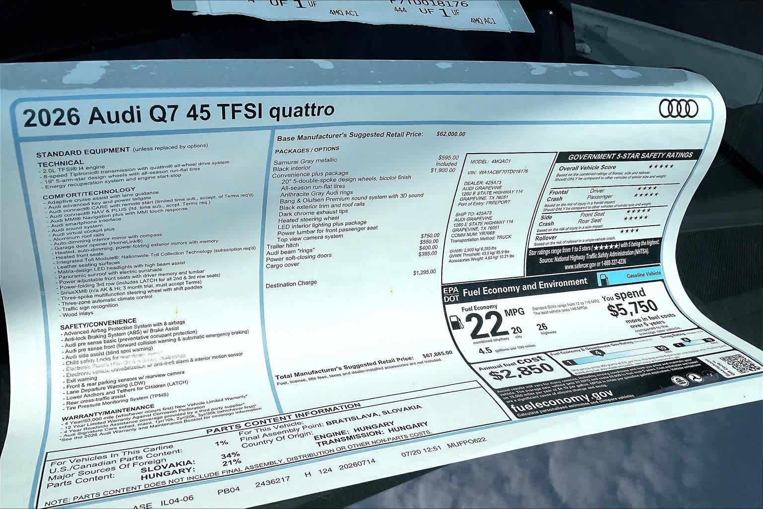 New 2026 Audi Q7 2.0T Premium AWD/4WD image 19