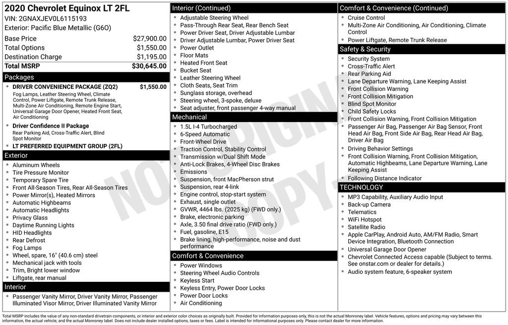 Used 2020 Chevrolet Equinox LT w/ Driver Convenience Package FWD image 4