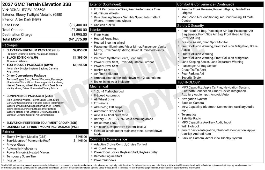 New 2027 GMC Terrain Elevation w/ Elevation Premium Package AWD/4WD image 2