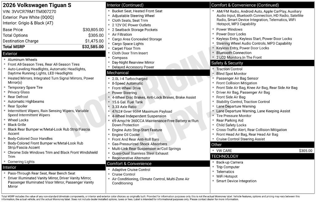 Certified 2026 Volkswagen Tiguan S FWD image 8