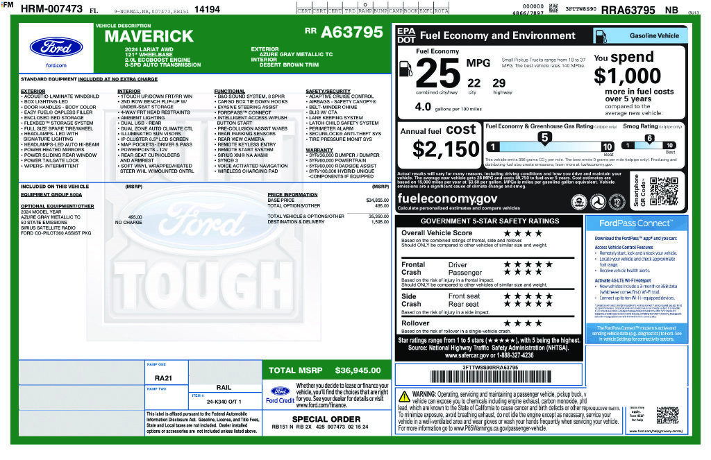 Certified 2024 Ford Maverick Lariat AWD/4WD image 5