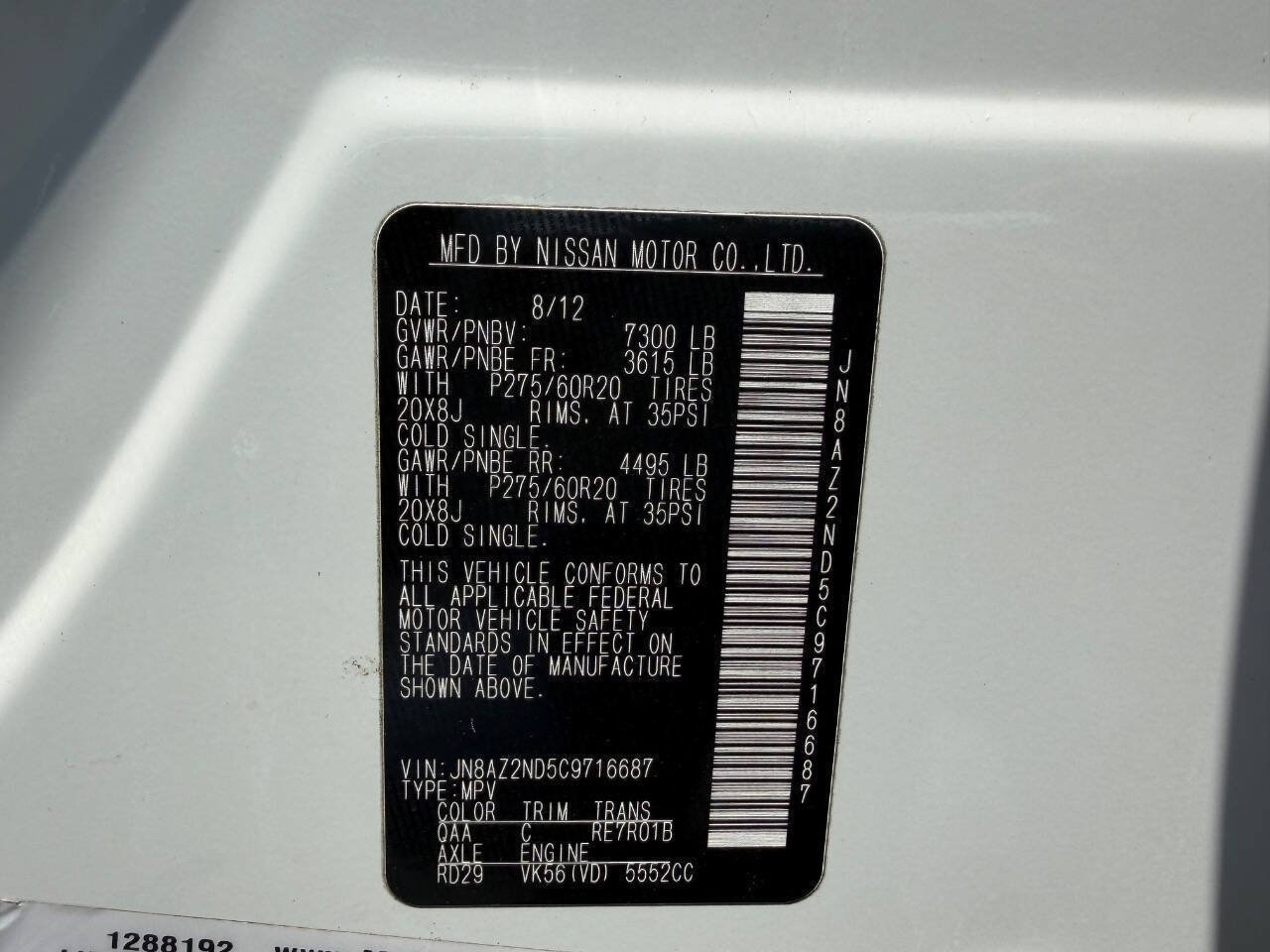 Used 2012 INFINITI QX56 2WD w/ Theater Pkg image 13