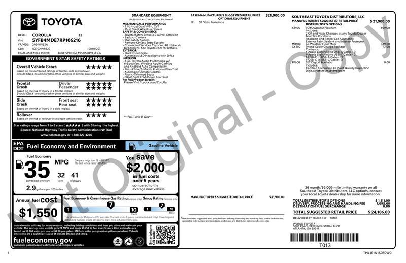Used 2024 Toyota Corolla LE image 2