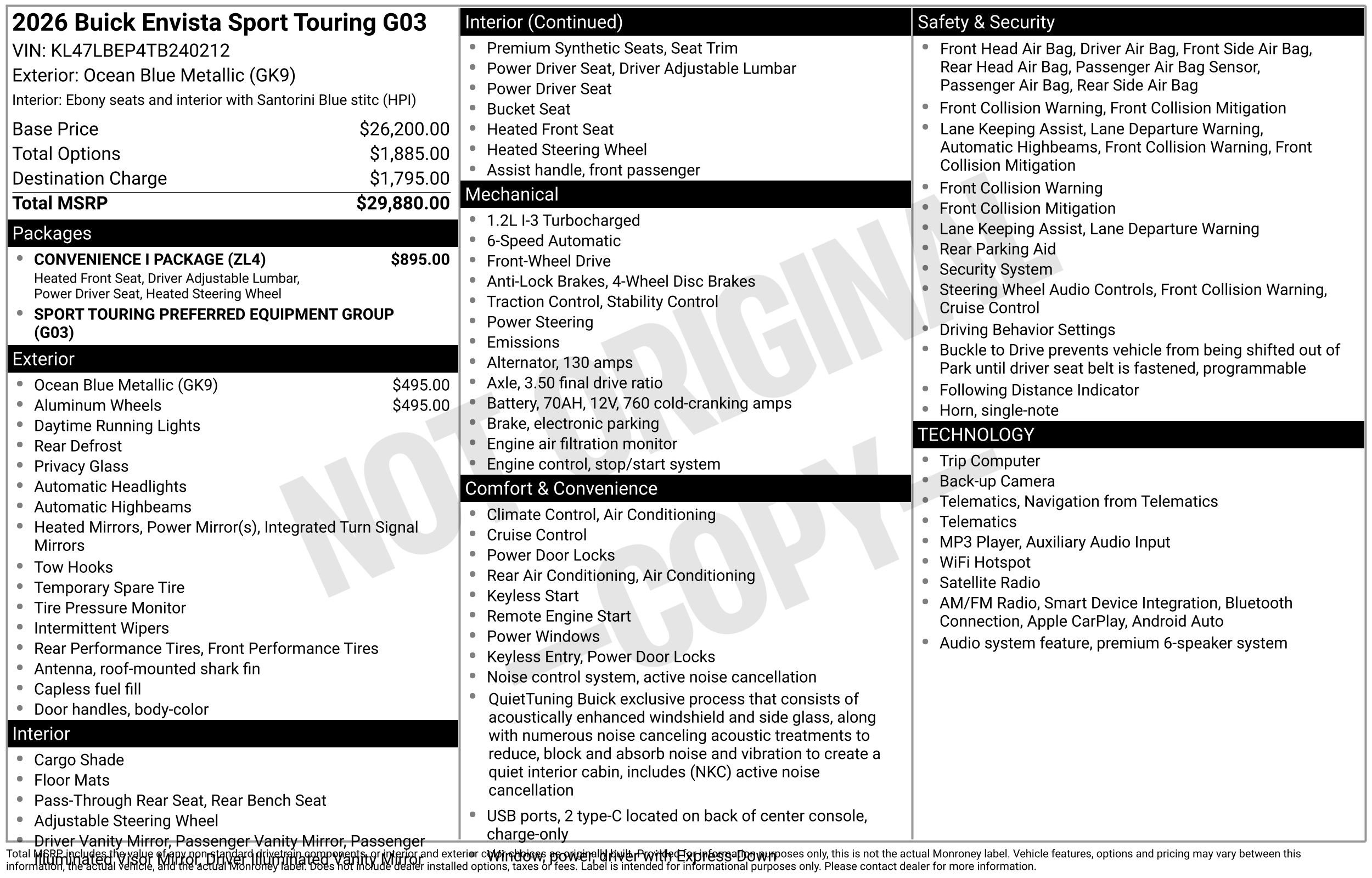 New 2026 Buick Envista Sport Touring w/ Convenience I Package FWD image 3