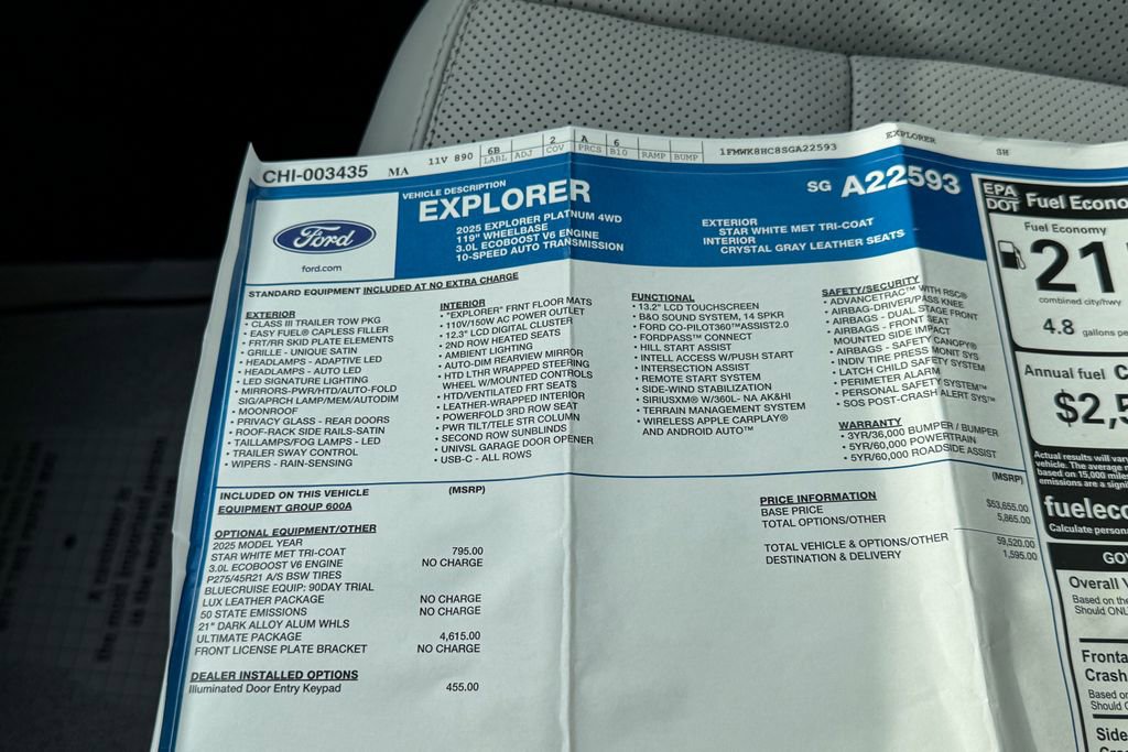 Certified 2025 Ford Explorer Platinum w/ Ultimate Package image 42