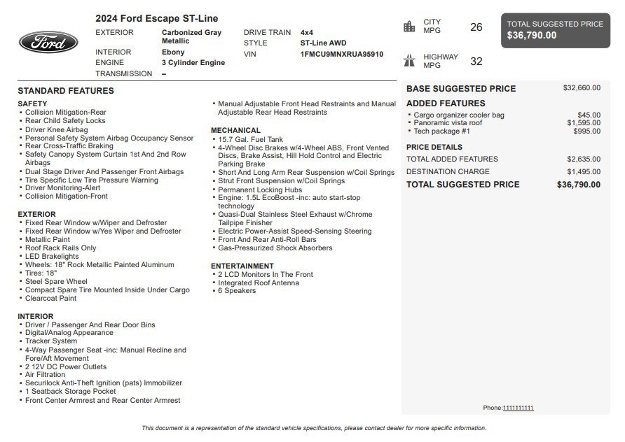 Used 2024 Ford Escape ST-Line w/ Tech Pack #1 AWD/4WD image 34