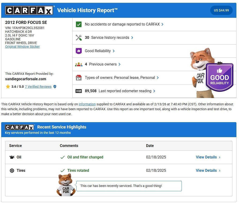 Used 2012 Ford Focus SE image 2