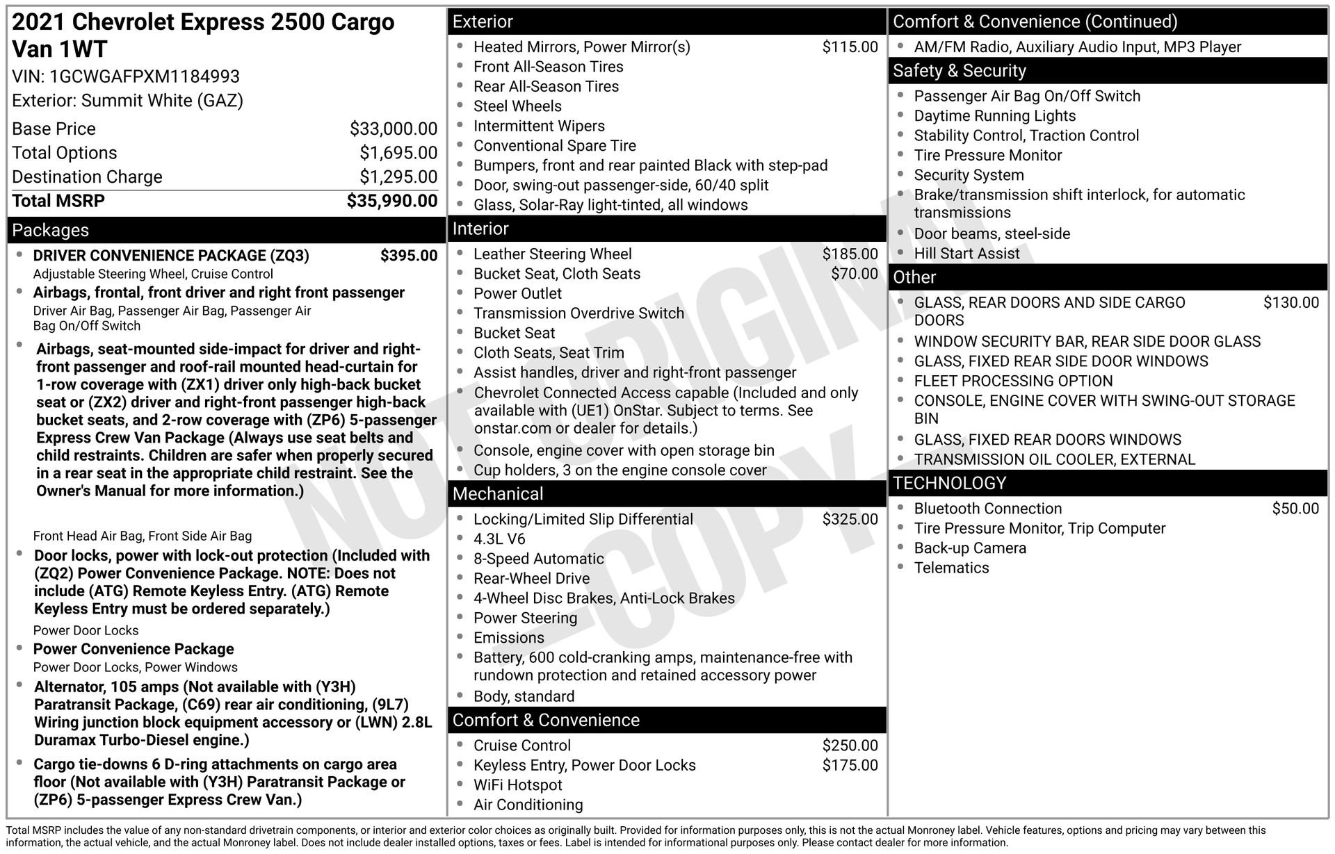 Used 2021 Chevrolet Express 2500 w/ Driver Convenience Package image 32