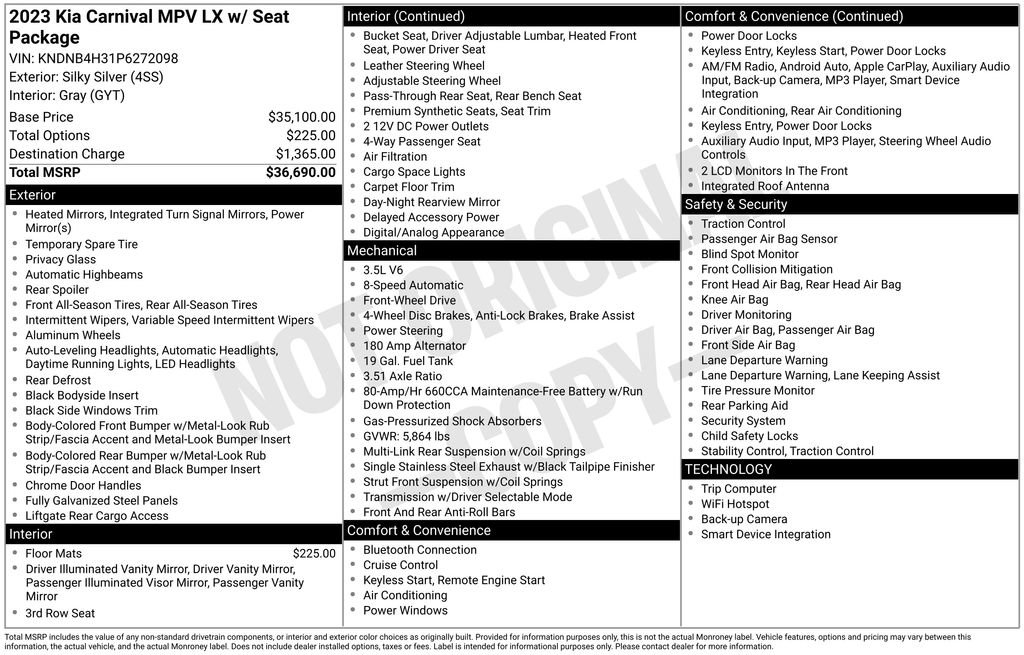 Used 2023 Kia Carnival LX FWD image 36
