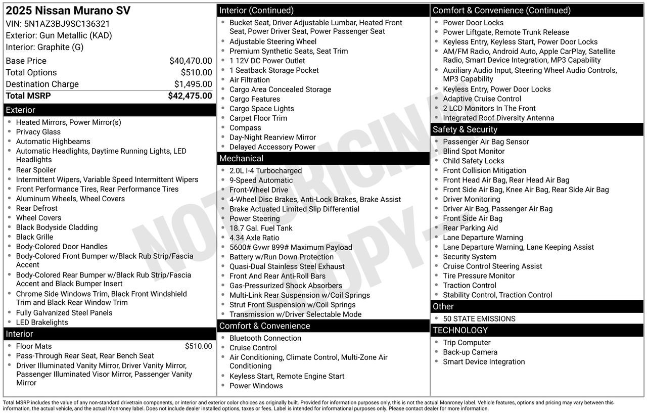 Certified 2025 Nissan Murano SV FWD image 32