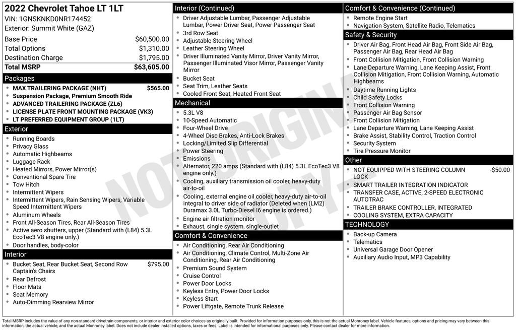 Used 2022 Chevrolet Tahoe LT w/ Max Trailering Package AWD/4WD image 41