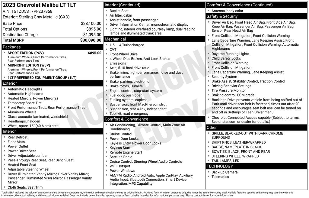 Certified 2023 Chevrolet Malibu LT w/ Sport Edition FWD image 6
