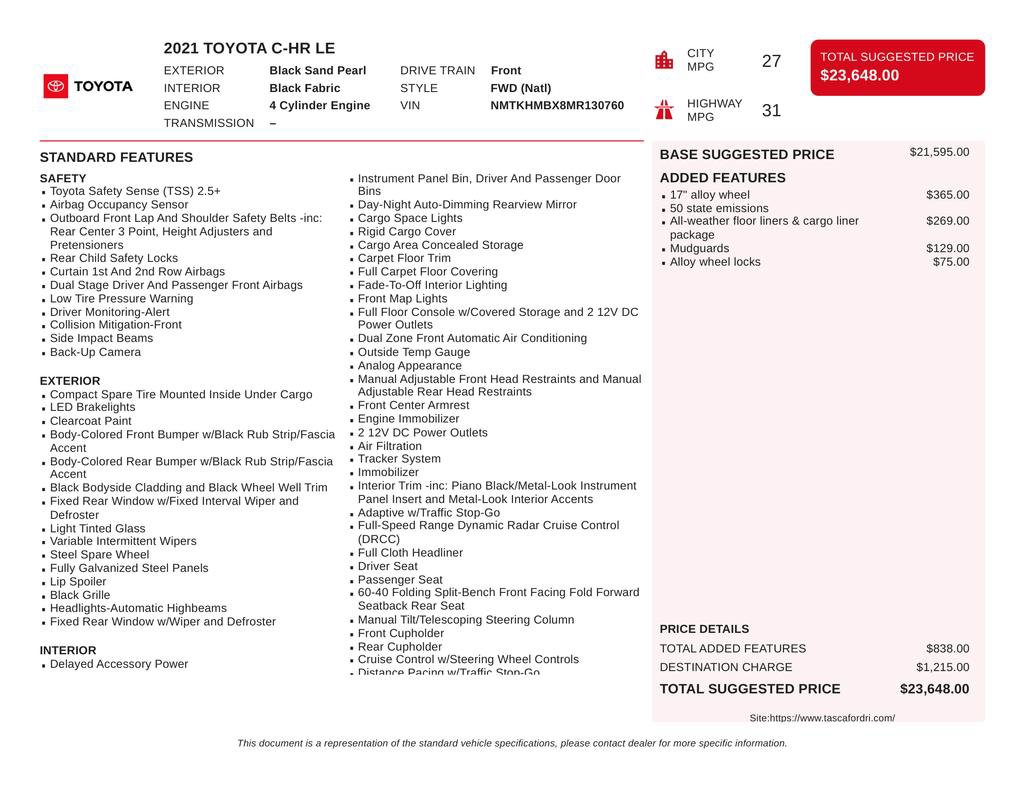 Used 2021 Toyota C-HR LE image 46