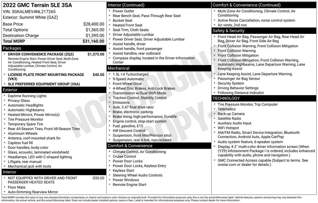 Used 2022 GMC Terrain SLE w/ Driver Convenience Package FWD image 17