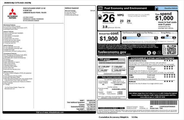 Used 2026 Mitsubishi Outlander Sport SE image 4