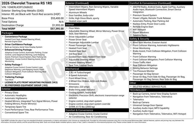 New 2026 Chevrolet Traverse RS FWD image 4
