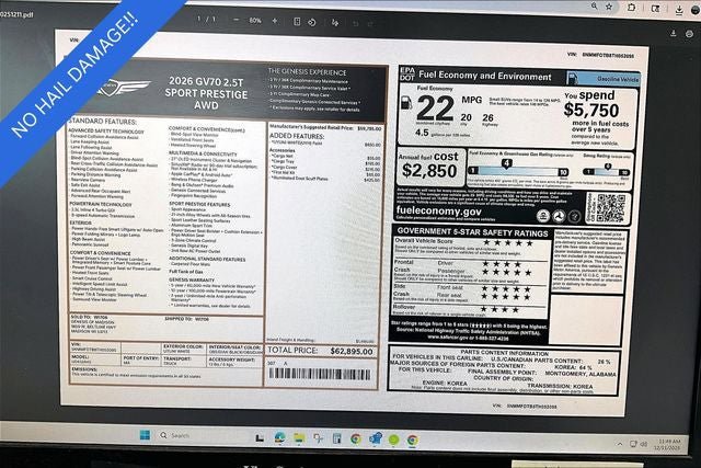New 2026 Genesis GV70 2.5T Sport Prestige AWD/4WD image 19