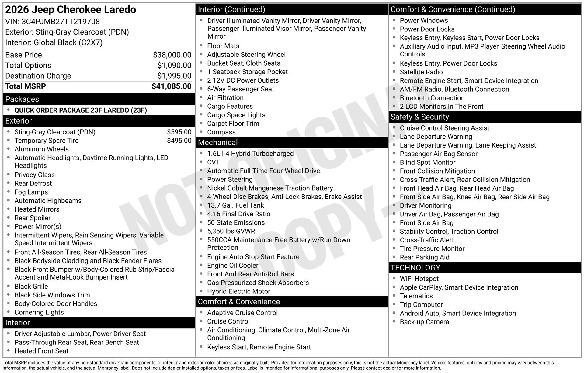 New 2026 Jeep Cherokee Laredo AWD/4WD image 3