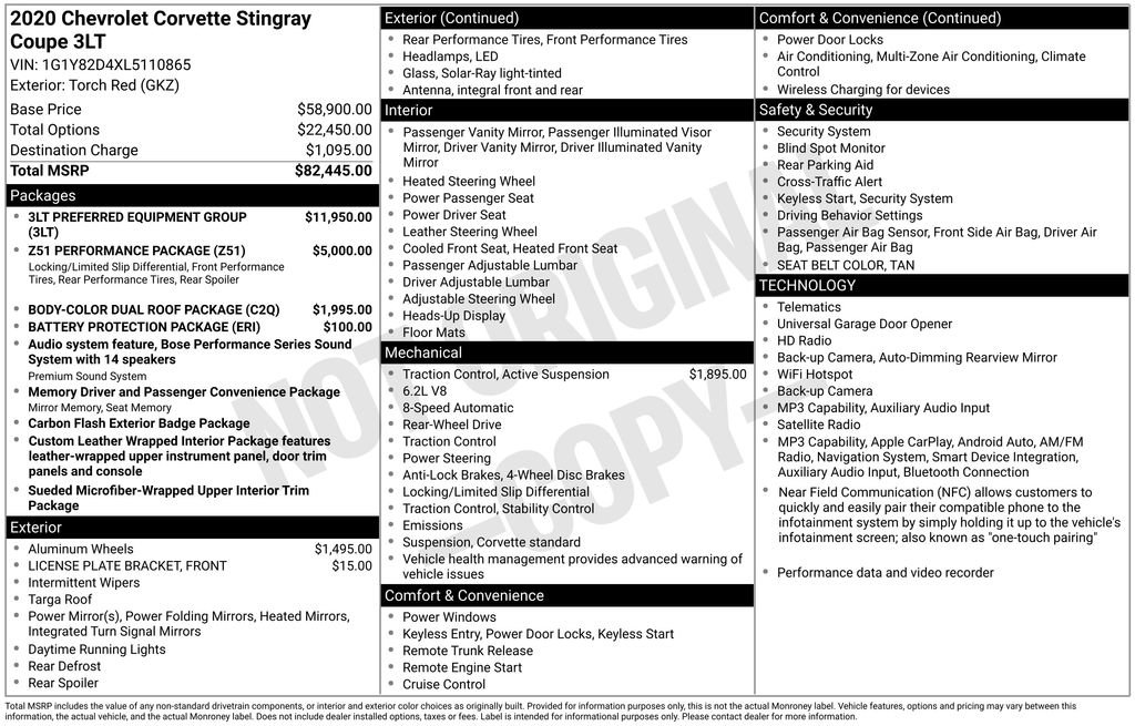 Used 2020 Chevrolet Corvette Stingray Premium Cpe w/ 3LT Preferred Equipment Group RWD image 5