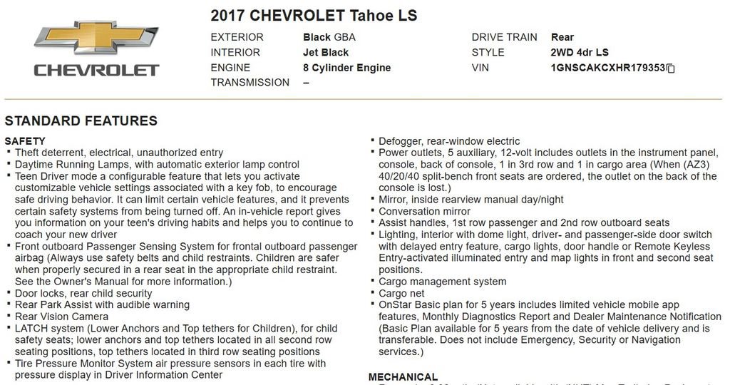 Used 2017 Chevrolet Tahoe LS w/ Max Trailering Package RWD image 16