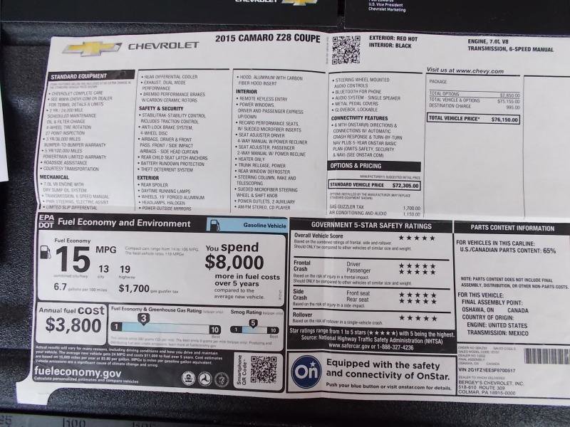 Used 2015 Chevrolet Camaro Z/28 image 77