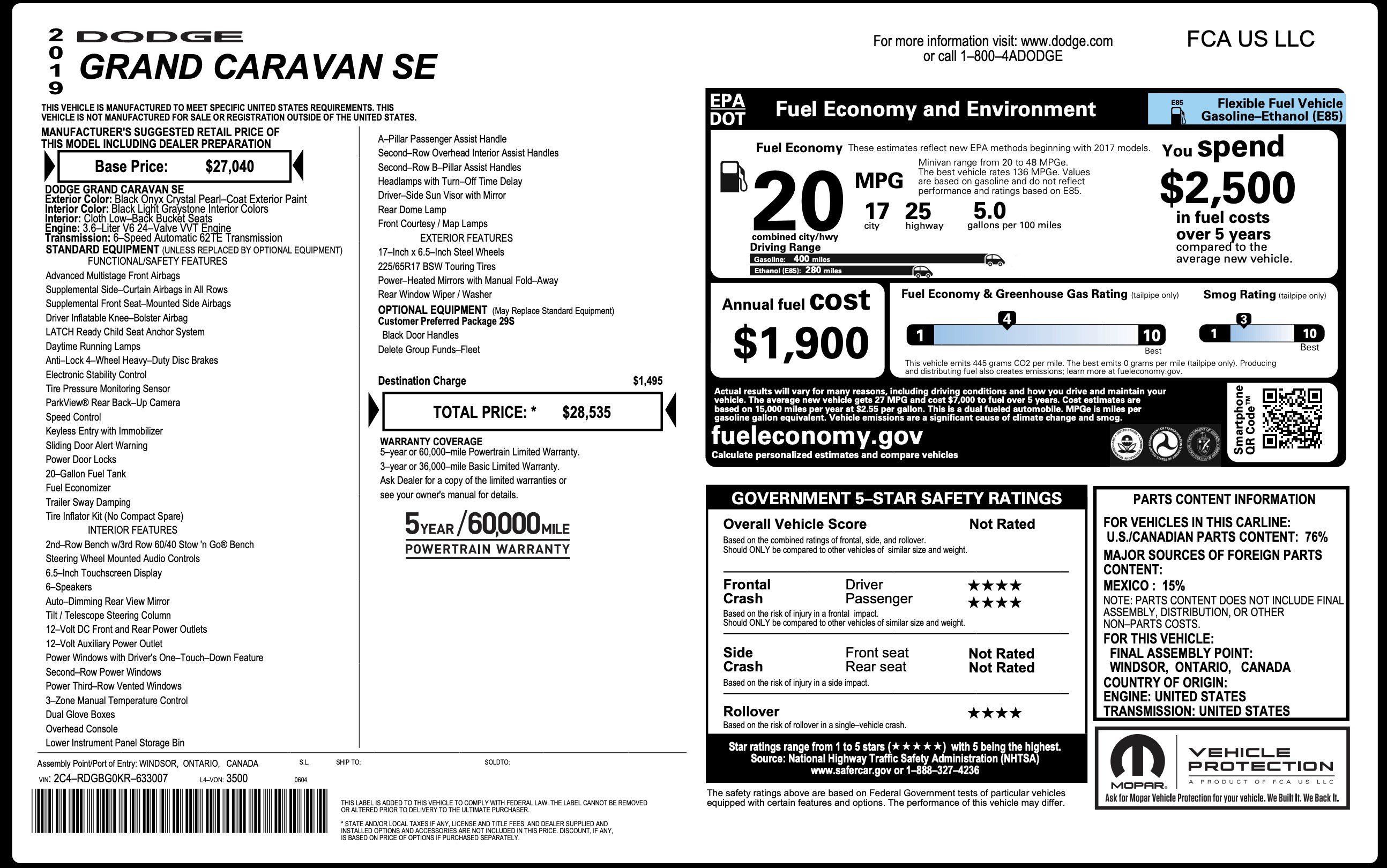 Used 2019 Dodge Grand Caravan SE FWD image 3