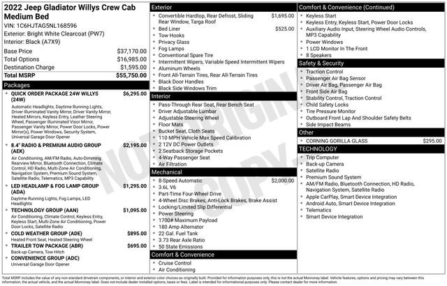 Used 2022 Jeep Gladiator Willys AWD/4WD image 6