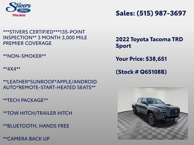 Used 2022 Toyota Tacoma TRD Sport w/ TRD Premium Sport Package AWD/4WD image 8