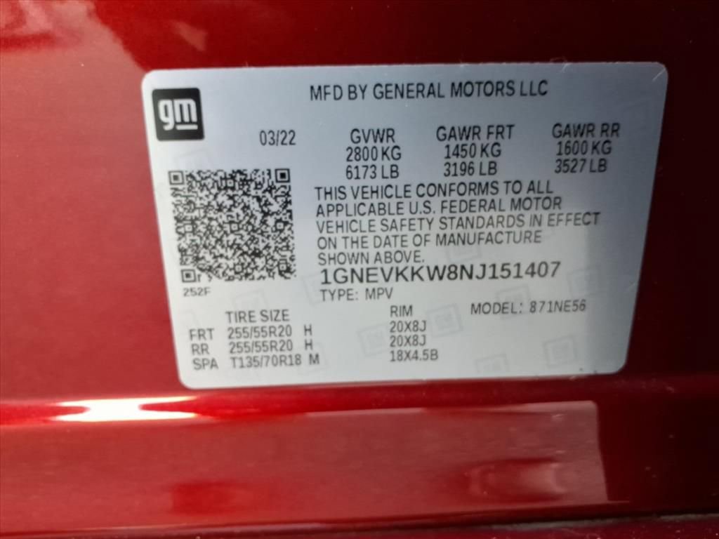 Certified 2022 Chevrolet Traverse Premier w/ LPO, Cargo Package AWD/4WD image 31
