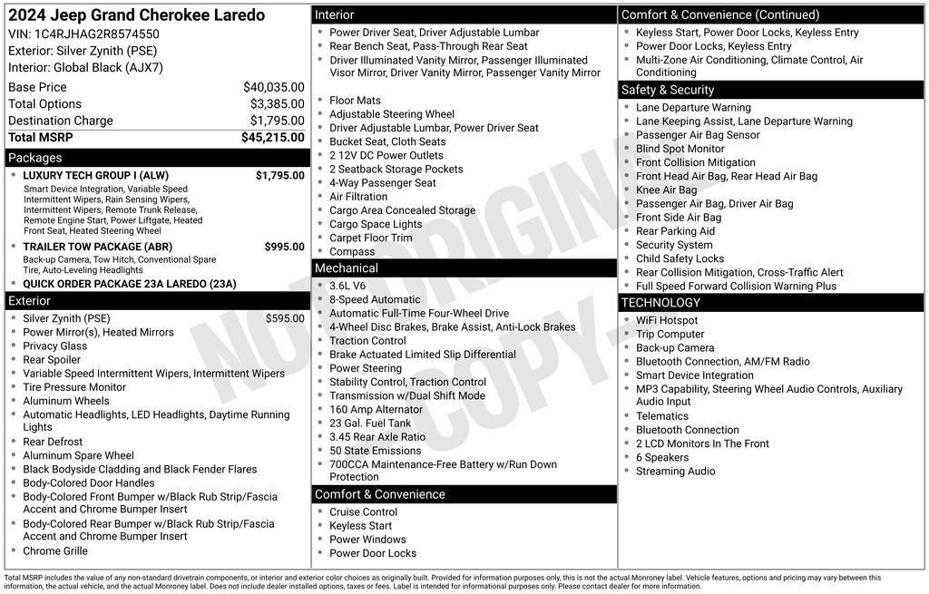 Used 2024 Jeep Grand Cherokee Laredo w/ Luxury Tech Group I AWD/4WD image 3