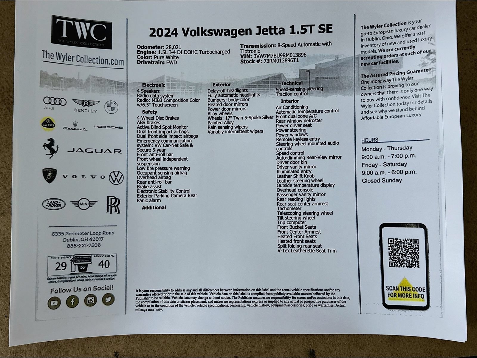 Used 2024 Volkswagen Jetta SE FWD image 44