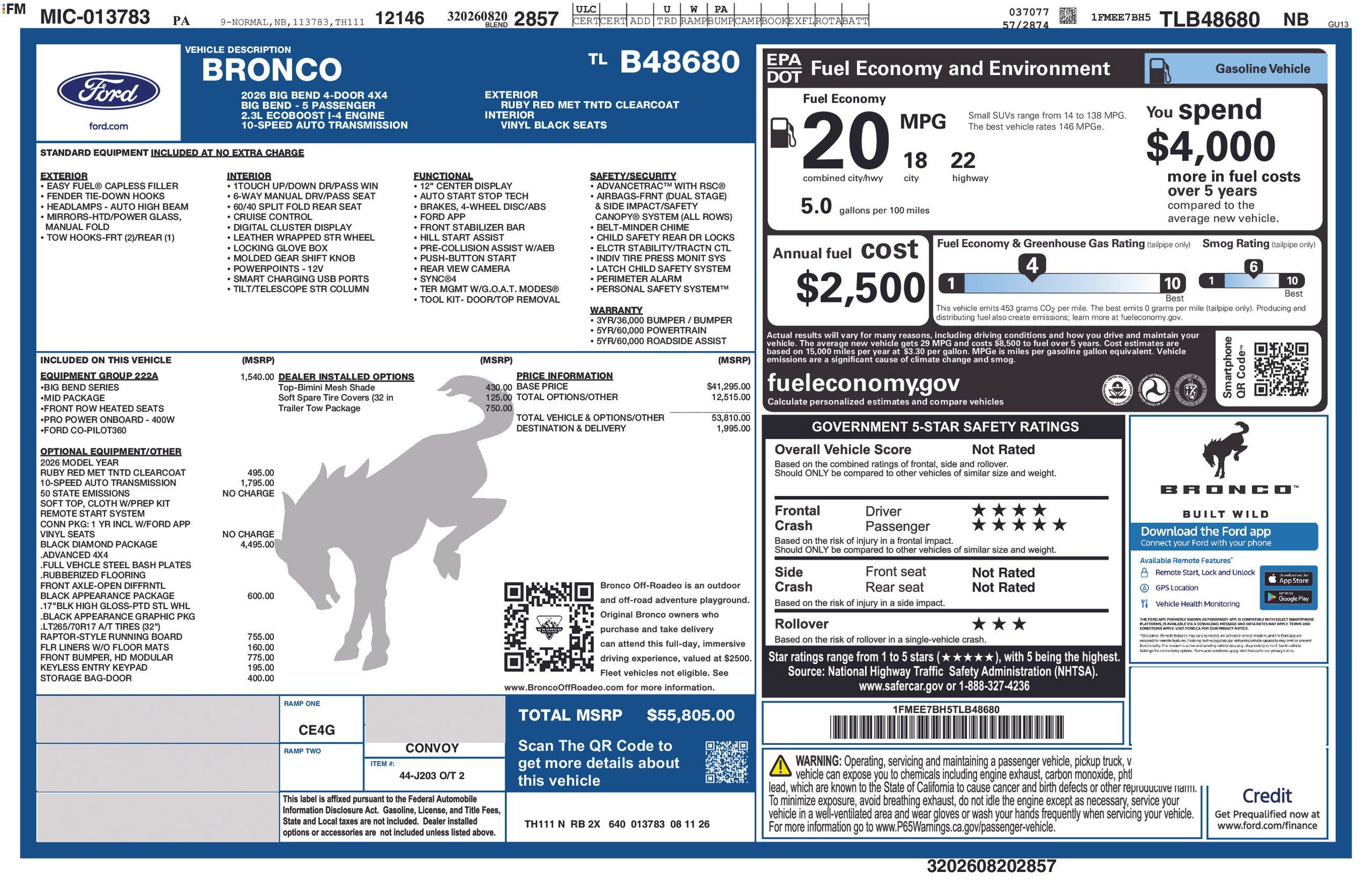 New 2026 Ford Bronco Big Bend w/ Black Diamond Package AWD/4WD image 6