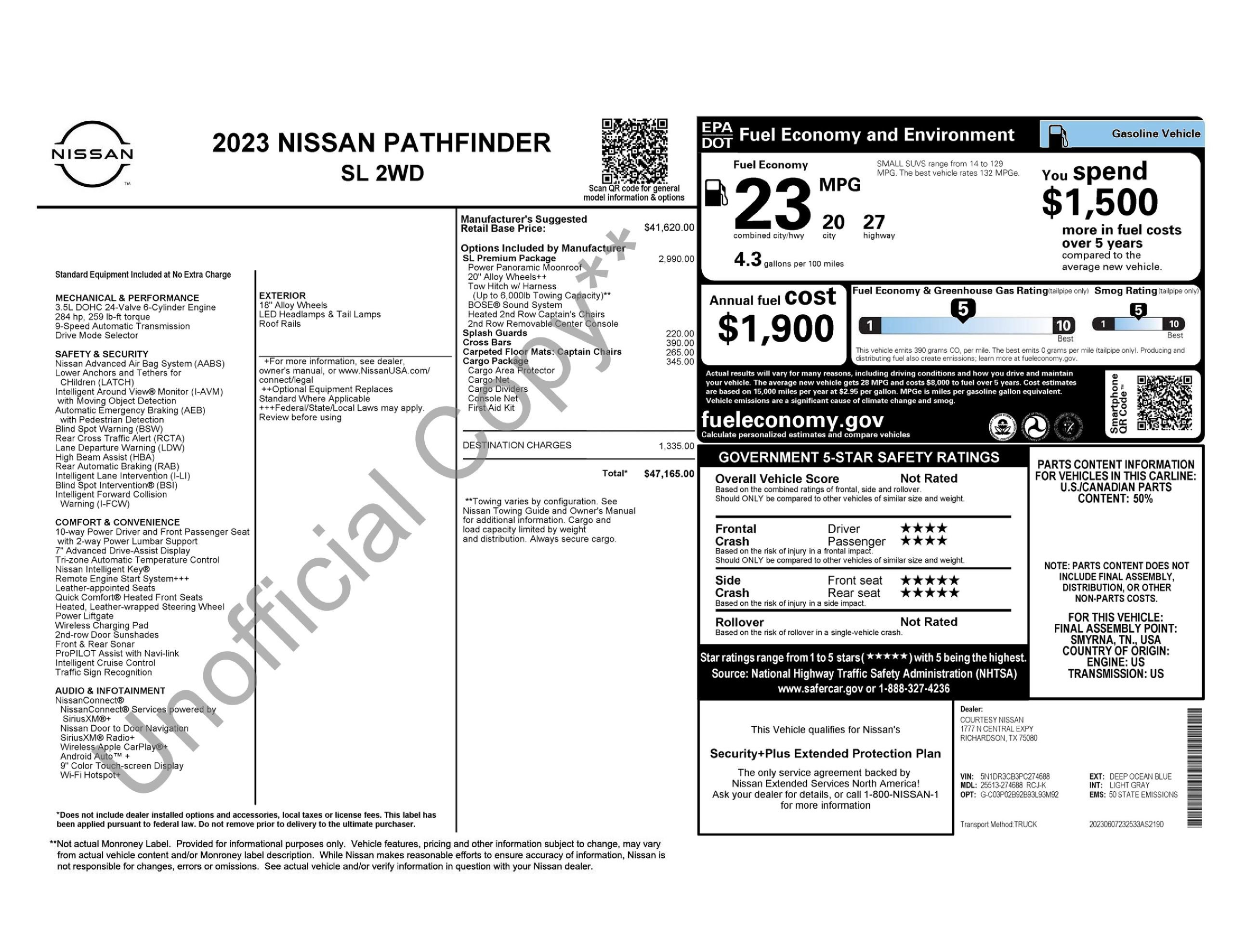 Used 2023 Nissan Pathfinder SL w/ SL Premium Package FWD image 48