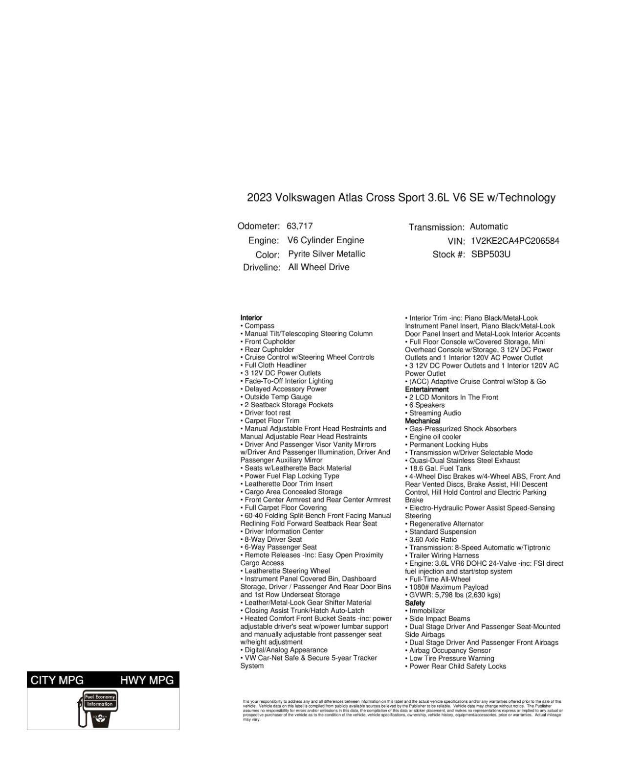 Used 2023 Volkswagen Atlas Cross Sport SE AWD/4WD image 4