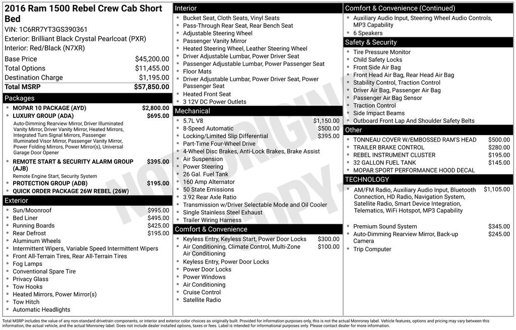 Used 2016 RAM 1500 Rebel w/ Mopar 10 Package image 2