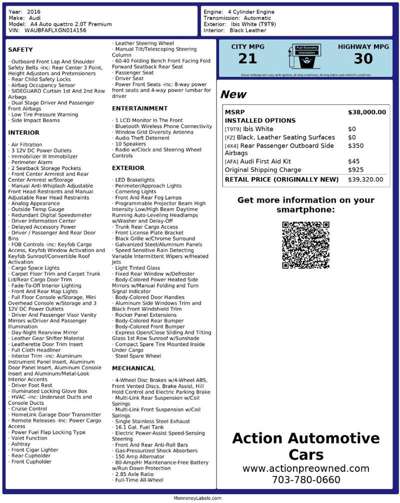 Used 2016 Audi A4 2.0T Premium AWD/4WD image 2