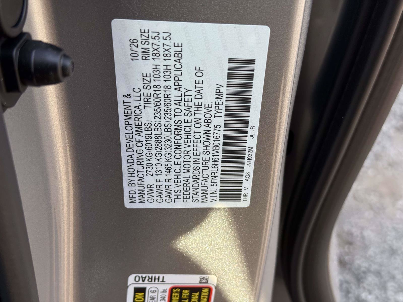 New 2027 Honda Odyssey EX-L image 20