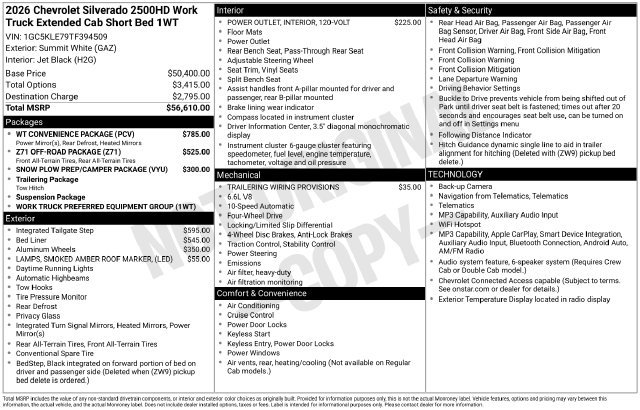 New 2026 Chevrolet Silverado 2500 W/T w/ WT Convenience Package AWD/4WD image 3