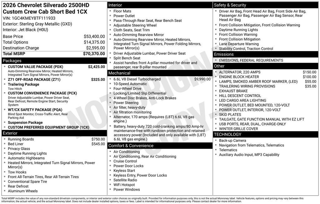 New 2026 Chevrolet Silverado 2500 Custom w/ Custom Value Package image 5