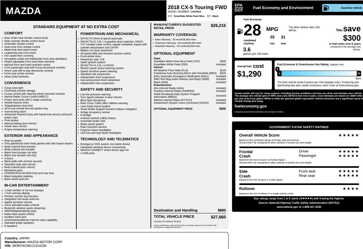 Used 2018 MAZDA CX-5 Touring w/ Preferred Equipment Package image 53