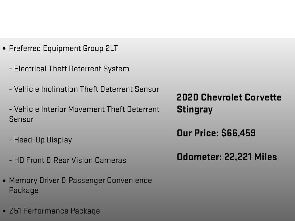 Used 2020 Chevrolet Corvette Stingray Preferred Cpe w/ 2LT Preferred Equipment Group RWD image 18