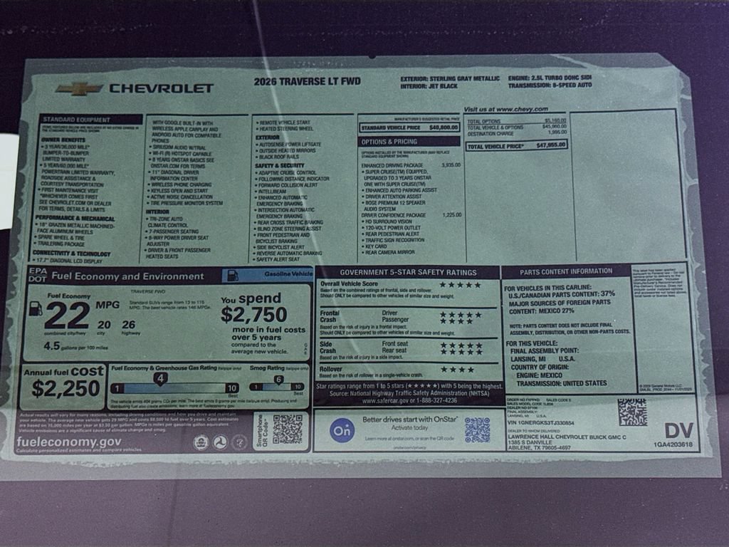 New 2026 Chevrolet Traverse LT w/ Enhanced Driving Package FWD image 20