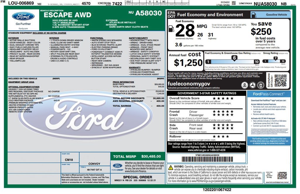 Used 2022 Ford Escape SE w/ Cold Weather Package AWD/4WD image 6