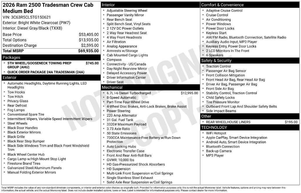 New 2026 RAM 2500 Tradesman AWD/4WD image 6