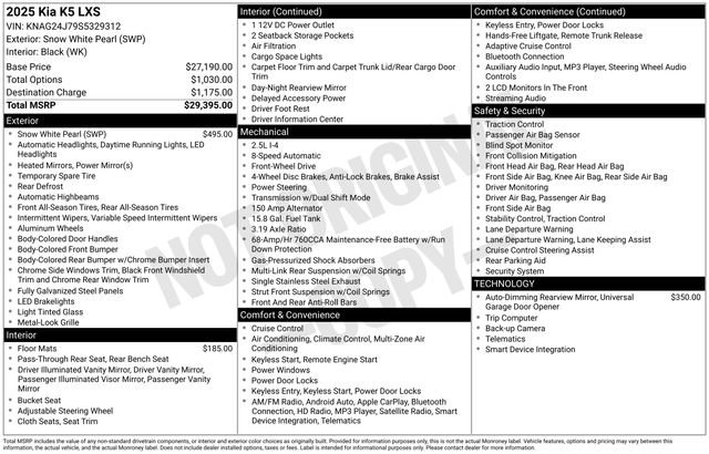 Certified 2025 Kia K5 LXS image 30