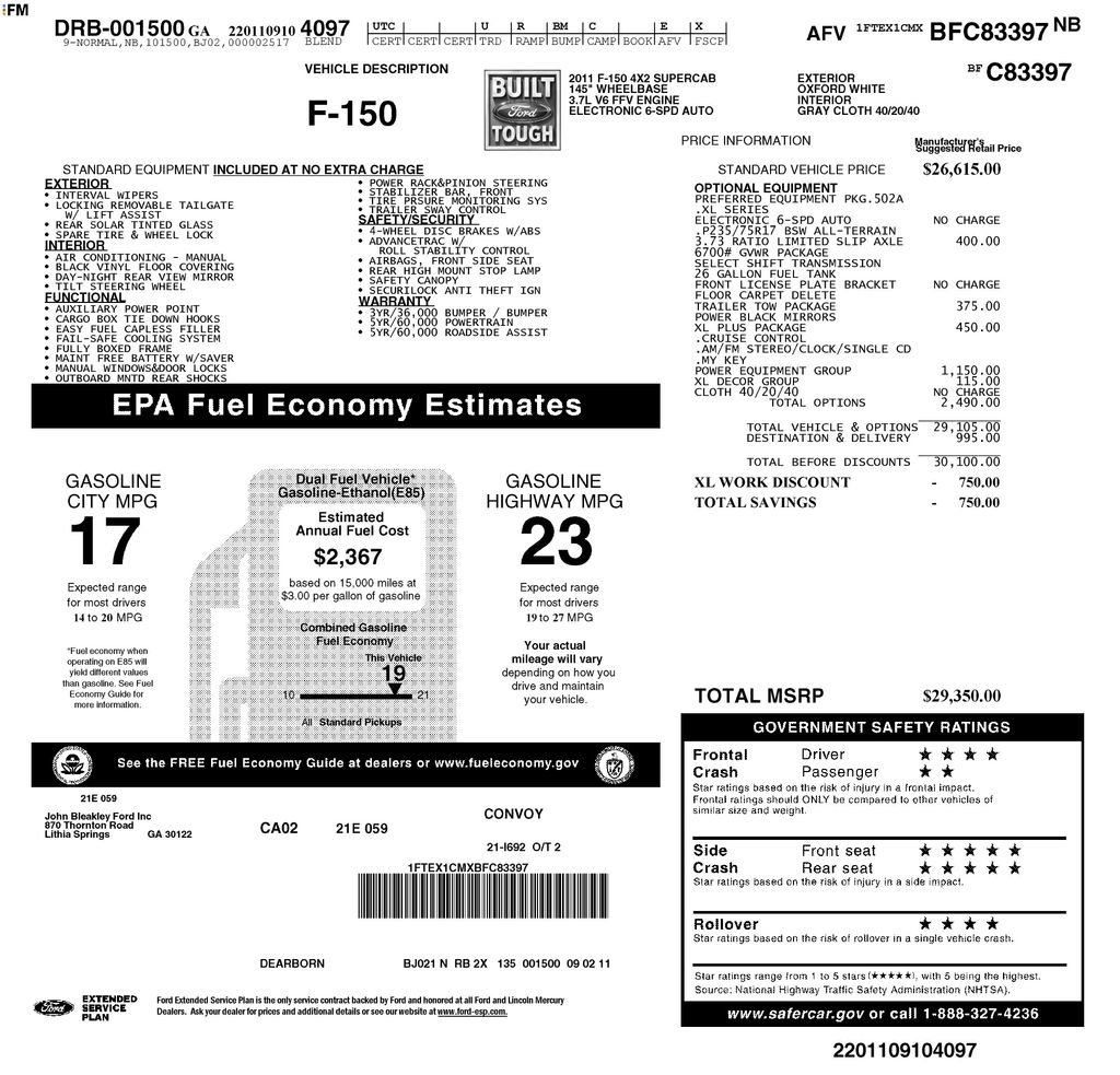 Used 2011 Ford F150 XL w/ PWR Equipment Group RWD image 32