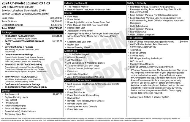 Used 2024 Chevrolet Equinox RS w/ RS Leather Package AWD/4WD image 37