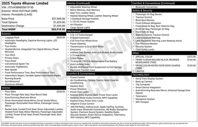Used 2025 Toyota 4Runner Limited AWD/4WD image 52