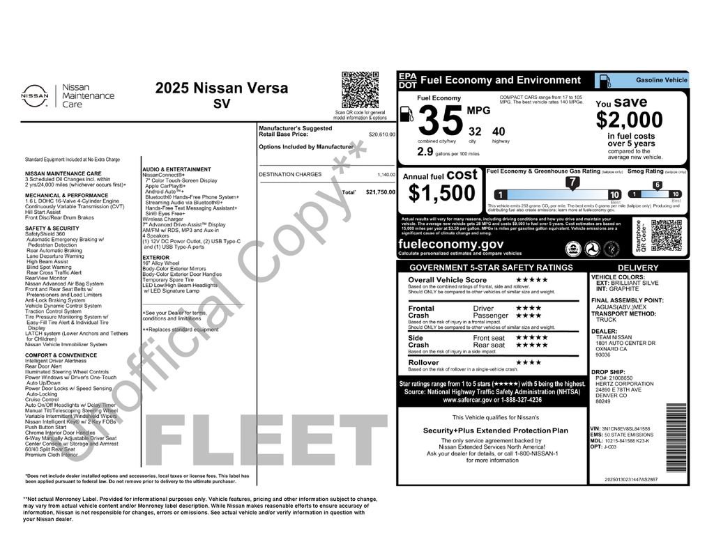 Used 2025 Nissan Versa SV FWD image 27